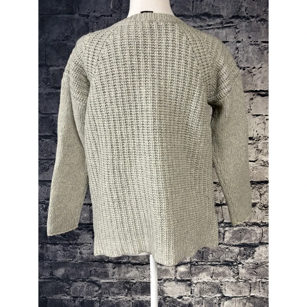 The Fisher Project Sweater Womens L Gray Merino‎ Wool Crew Neck Chunky Knit